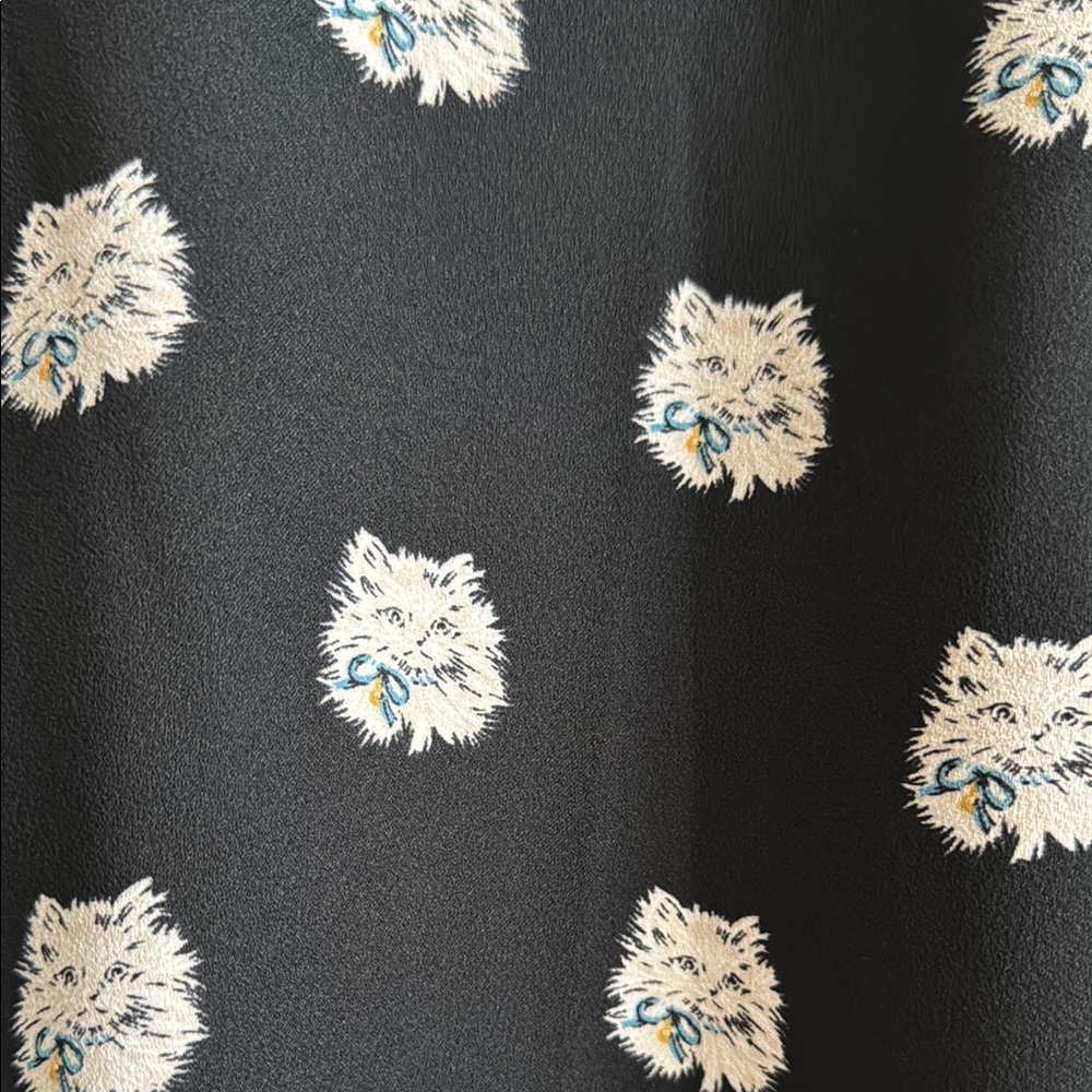 Kate Spade Black Shirt with Cat Pattern size xs - Picture 6 of 10